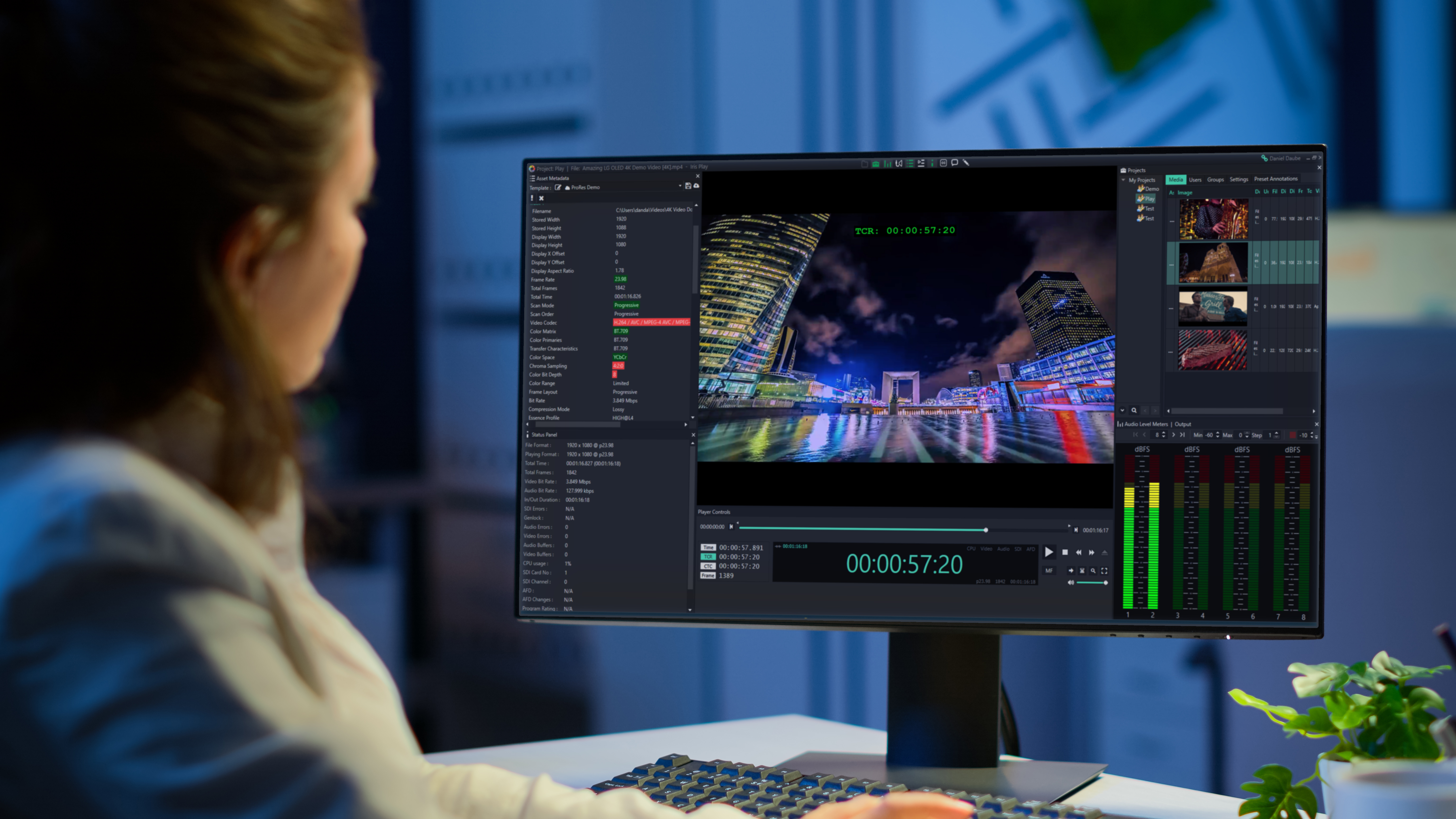 Format support: 
JPEG 2000 Uncompressed,
PRORES,
DNXHD,
XDCAM,
IMX D10,
DV,
DVCPRO,
AVC-INTRA,
MPEG2,
MPEG4 / H264,
XAVC,
HEVC / H265,
Windows Media and more
Wrappers:
MXF,
MOV,
DPX,
IMF,
GXF,
AVI,
TIFF,
TS,
M2T,
M2TS,
MP4,
WMV,
WMA